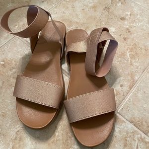 Rose Gold Elastic Ankle Strap sandals